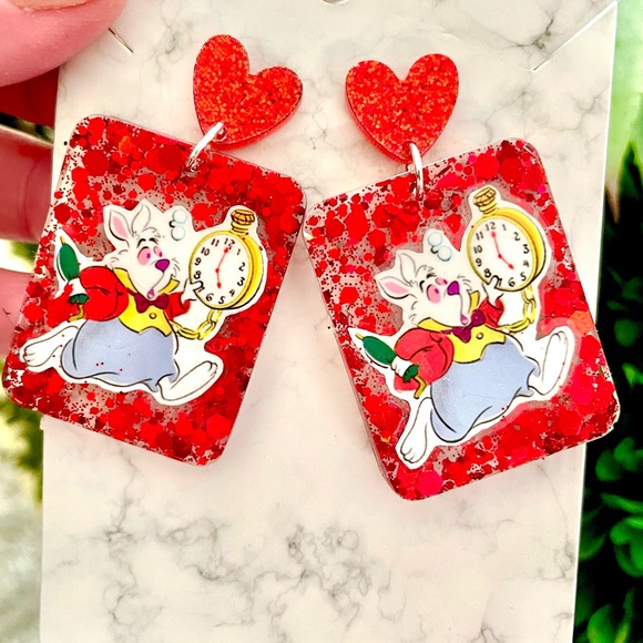 The White Rabbit Acrylic Earrings - Picture 1 of 4